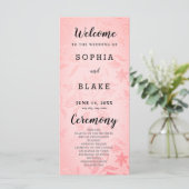 Pastel Pink et Floral Metallic Wedding Programme (Debout devant)