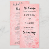 Pastel Pink et Floral Metallic Wedding Programme (Devant / Derrière)