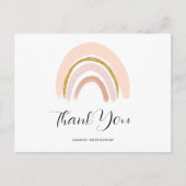 Pastel Pink & Faux Glitter Boho Regenboog Dank u Briefkaart (Voorkant)