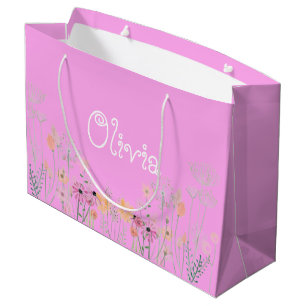 Pastel Pink Floral Baby shower Gift Bag Groot Cadeauzakje