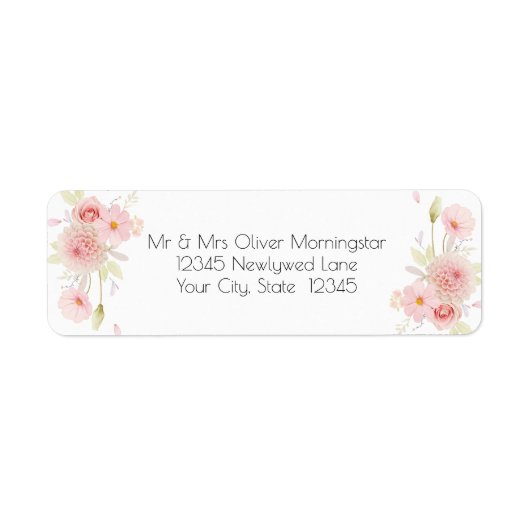 Pastel Pink Floral Bouquet Etiket (Voorkant)