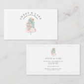 Pastel Pink Floral Cake Bakery Visitekaartje (Voorkant / Achterkant)
