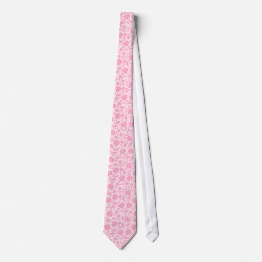 Pastel Pink  Floral Damascus 2 Weddenschap Stropda Stropdas (Voorkant)