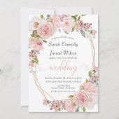 Pastel Pink Floral Faire-part de mariage (Devant)