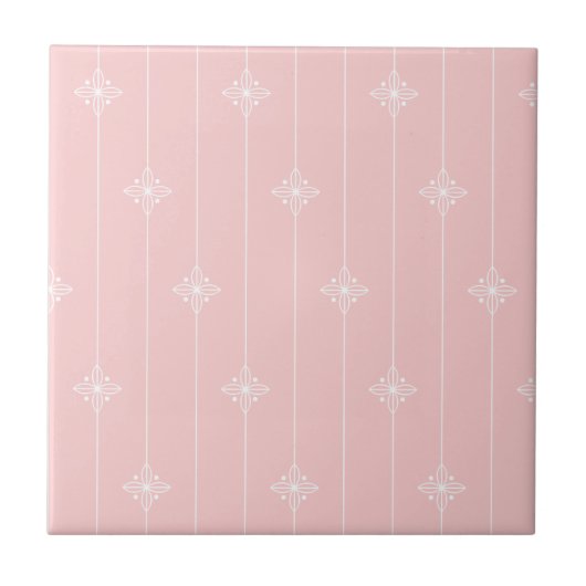  Pastel Pink Floral Pattern Tegeltje (Voorkant)