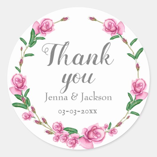 Pastel Pink Floral Ronde Sticker (Voorkant)