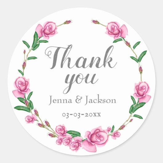 Pastel Pink Floral Ronde Sticker (Voorkant)