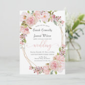 Pastel Pink Floral Weddenschap Kaart (Staand voorkant)