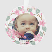 Pastel Pink Floral Wreath Baby Keepsake Ornament (voorkant)
