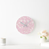 Pastel Pink Flower Art Ronde Klok (Huis)