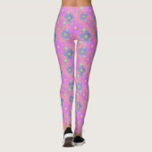 Pastel Pink Flower Doodle Dot Imprimer leggings (Dos)