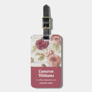 Pastel Pink Franse Rozen Bagagelabel