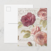 Pastel Pink Franse Rozen Briefkaart (Voorkant / Achterkant)