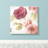 Pastel Pink Franse Rozen Canvas Afdruk (Insitu (Houten vloer))
