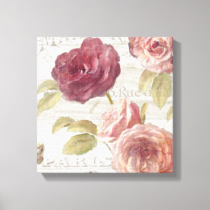 Pastel Pink Franse Rozen Canvas Afdruk