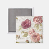 Pastel Pink Franse Rozen Magneet (Voorkant / Achterkant)