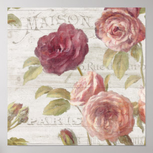 Pastel Pink Franse Rozen Poster