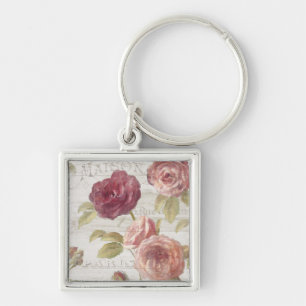 Pastel Pink Franse Rozen Sleutelhanger