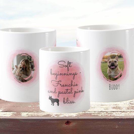 Pastel Pink French Bulldog Custom Photo & Name Koffiemok