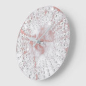 Pastel Pink Gem Crystal Diamonds Gray Marmer Grote Klok (Hoek)