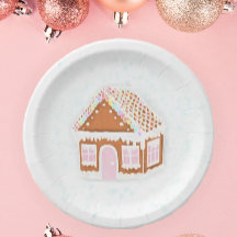 Pastel Pink Gingerbrood House Paper Bord