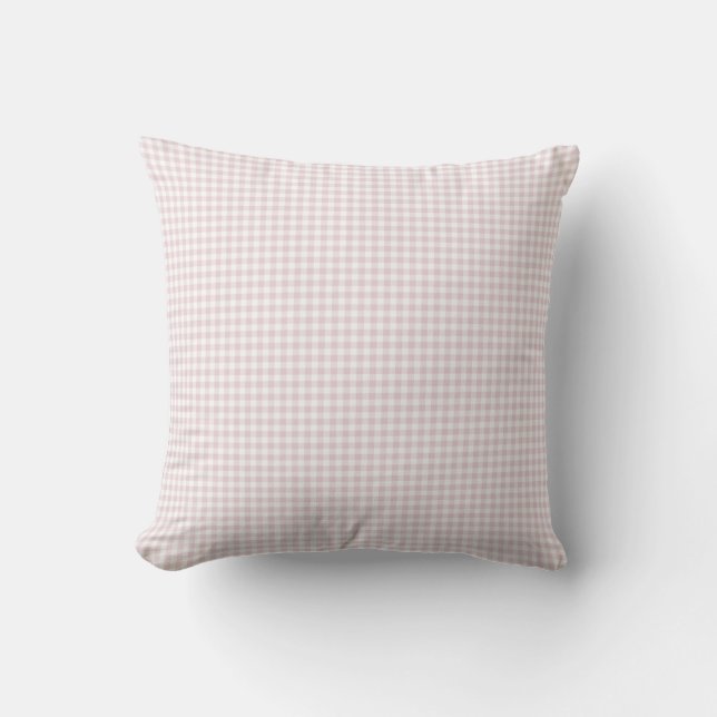 Pastel Pink Gingham Check Sierkussen (Voorkant)