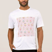 Pastel Pink Gingham Cute Cupcakes Pattern T-shirt (Voorkant)