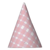 Pastel Pink Gingham Party Pet Feesthoedjes (Rechts)