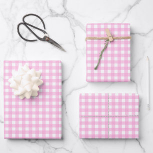 Pastel Pink Gingham Pattern Inpakpapier Vel