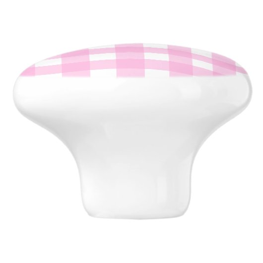 Pastel Pink Gingham Pattern Keramische Knop (Zijkant)