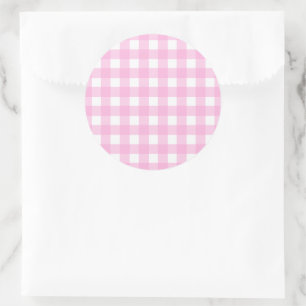 Pastel Pink Gingham Pattern Ronde Sticker