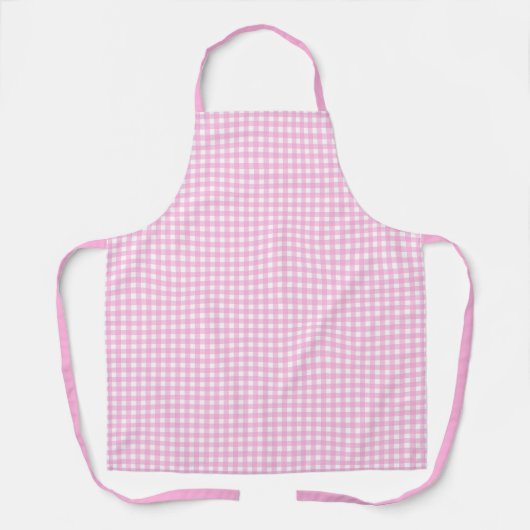 Pastel Pink Gingham Pattern Schort (Voorkant)