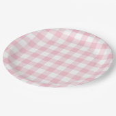 Pastel Pink Gingham Pset Pattern Papieren Bordje (Gekanteld)