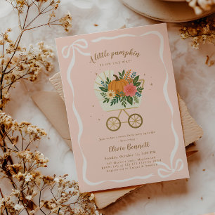 Pastel Pink Girl Citrouille Baby shower Invitation