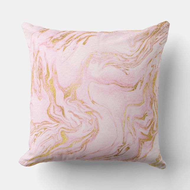 Pastel Pink Gold White Marble Vip Kussen (Voorkant)