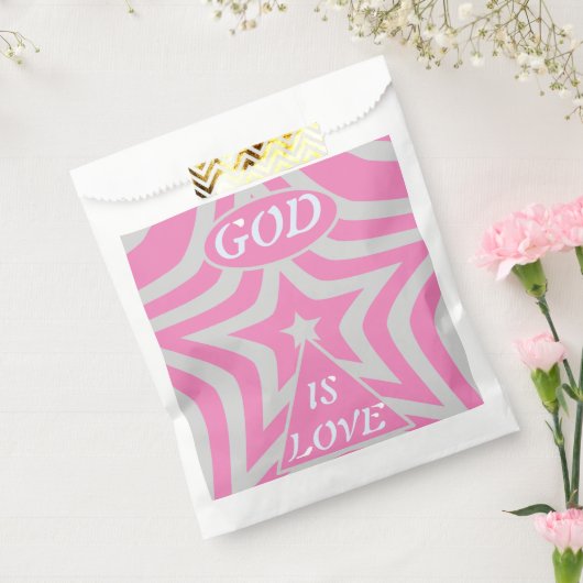 Pastel Pink & Gray Star "God Is Love" Baby Shower Bedankzakje (Gezegeld)
