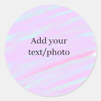 Pastel pink green add photo text watercolor retro  ronde sticker