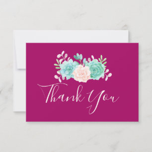 Pastel Pink & Green Floral Bouquet Dank u Bedankkaart