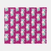 Pastel Pink & Green Floral Bouquet Pattern Fleece Deken (Voorkant (Horizontaal))