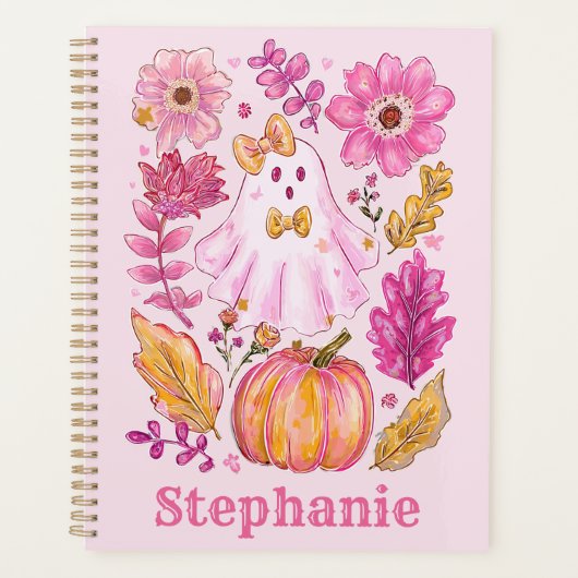 Pastel Pink Halloween Ghost with Custom Name (Devant)