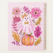 Pastel Pink Halloween Ghost with Custom Name Planner (Achterkant)