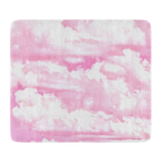 Pastel Pink Happy Clouds-decoratie Snijplank (Voorkant)