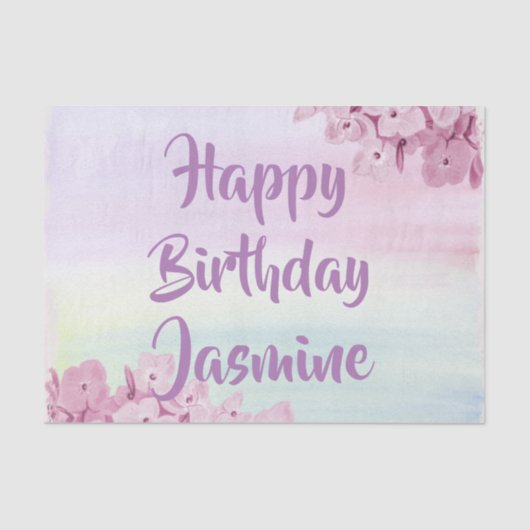  Pastel Pink Hydrangea Waterverf Tissuepapier (Voorkant)