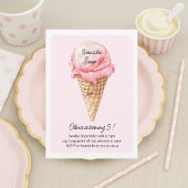 Pastel Pink Ice Cream Cone Birthday Party  Kaart