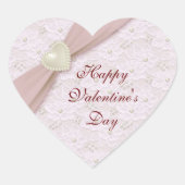Pastel Pink Lace Pearl Sticker de la Saint-Valenti (Devant)