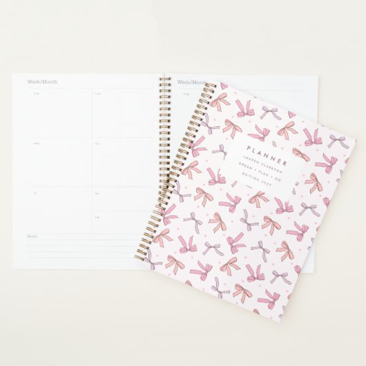 Pastel Pink & Lilac Bow Coquette Planner (Devant avec enveloppe)