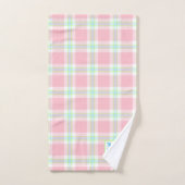 Pastel Pink Lime Green White Plaid Monogramme Nom (Serviette à main)