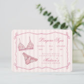 Pastel Pink Lingerie Sizes Shower Bow Informatiekaartje (Staand voorkant)