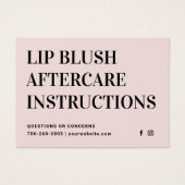 Pastel Pink Lip Blush Lip Tattoo Carte de soins po (Devant)