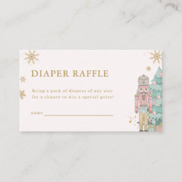Pastel Pink Nutcracker Diaper Raffle Card Baby  Informatiekaartje